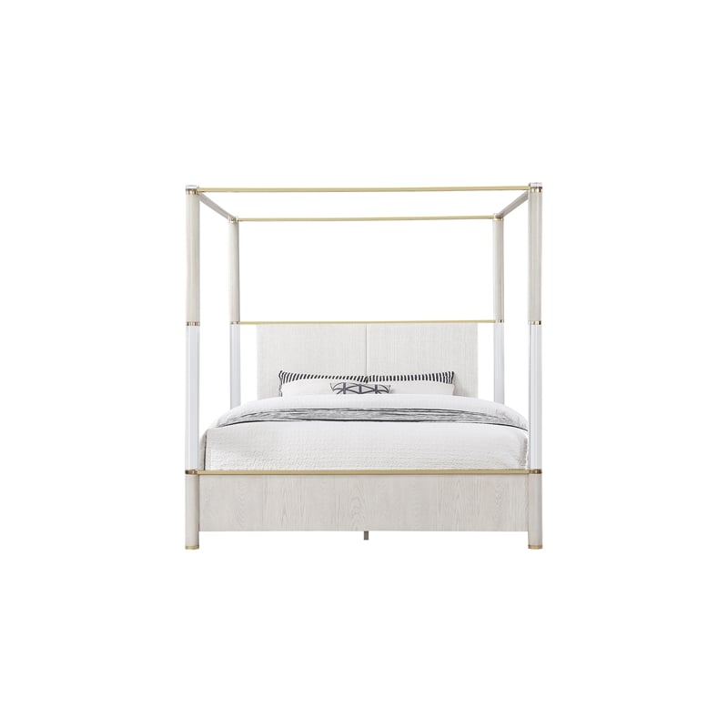 Malmo Oak Engineered Wood and Gold accented Post King Bed