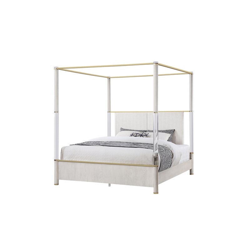 Malmo Oak Engineered Wood and Gold accented Post King Bed