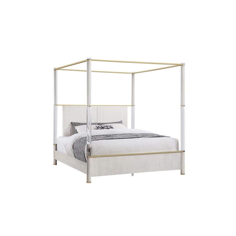 Malmo Oak Engineered Wood and Gold accented Post 5PC King Bedroom Set