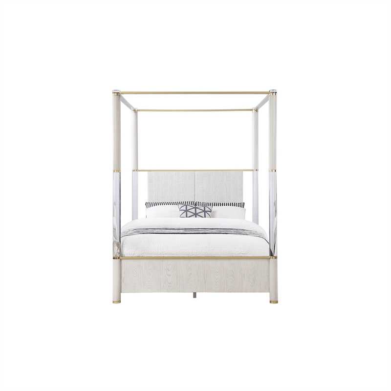 Malmo Oak Engineered Wood and Gold accented Queen Bed