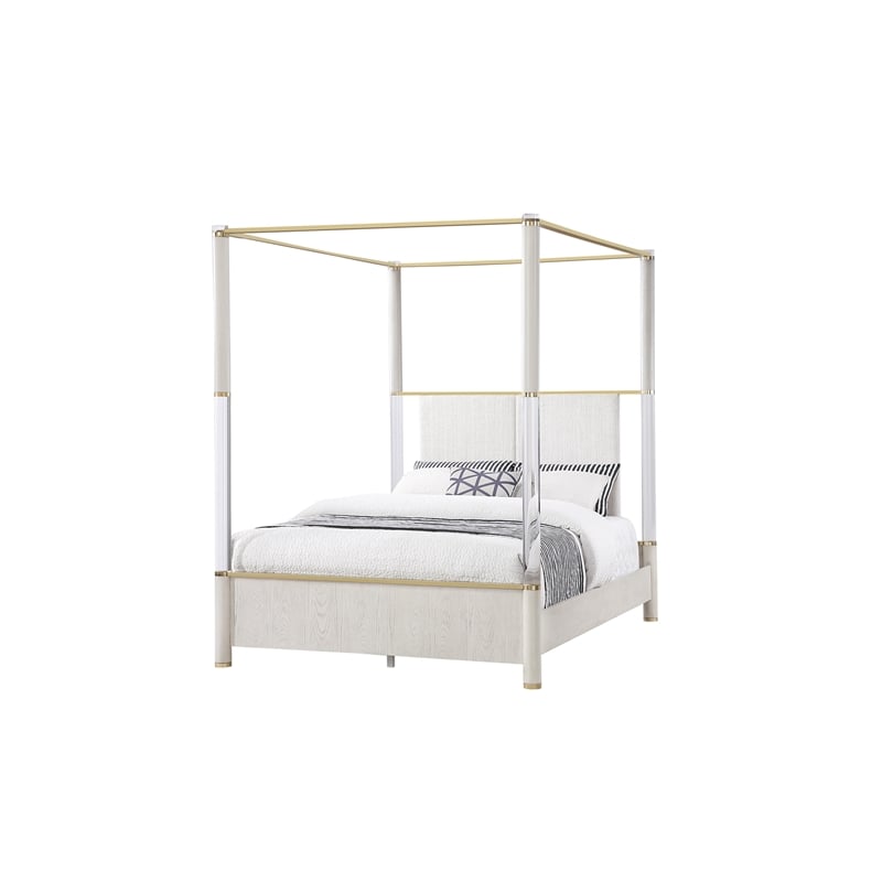 Malmo Oak Engineered Wood and Gold accented Queen Bed