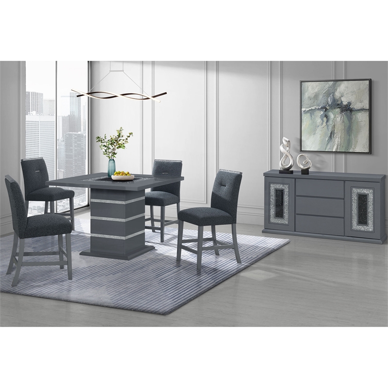 Global Furniture USA Monaco Dark Gray Fabric Bar Stools - Set of Two