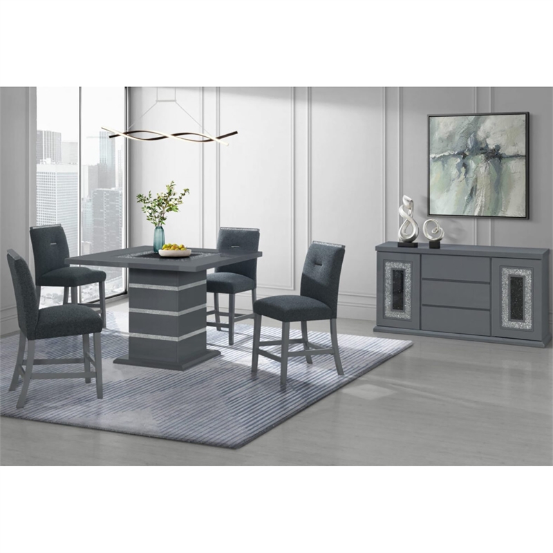 Monaco Dark Gray Engineered Wood Glossy Buffet