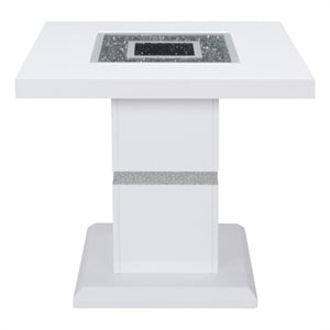 Monaco White Engineered Wood Glossy Finish End Table