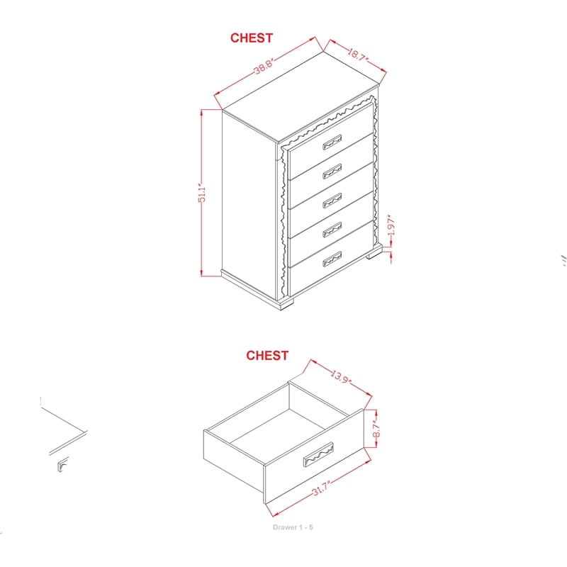 Naomi Silver Engineered Wood Bedroom Chest with LED