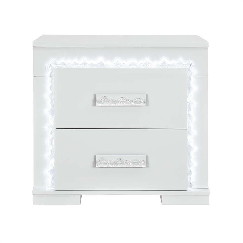 Naomi Silver Engineered Wood Bedroom Nightstand with LED