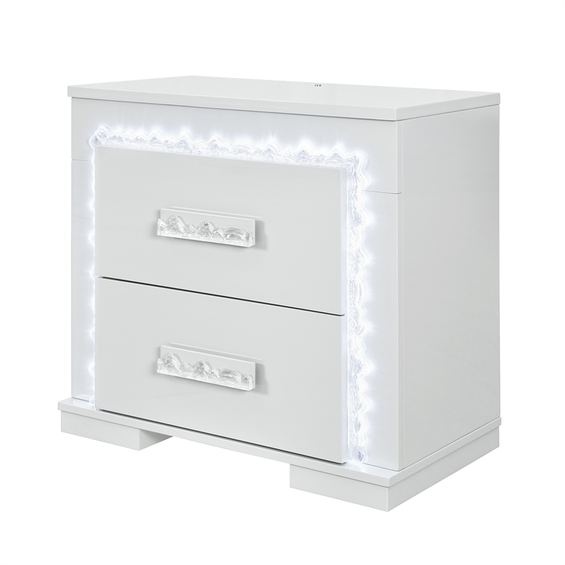 Naomi Silver Engineered Wood Bedroom Nightstand with LED