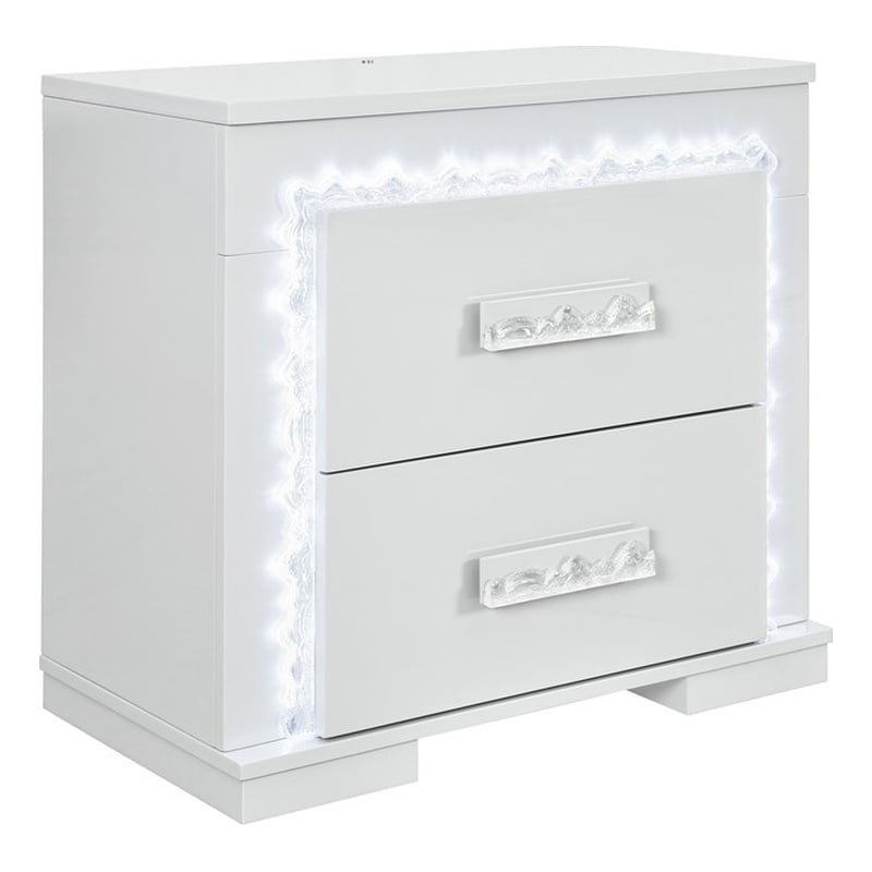 Naomi Silver Engineered Wood Bedroom Nightstand with LED
