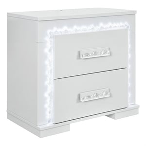 Naomi Silver Engineered Wood Bedroom Nightstand with LED