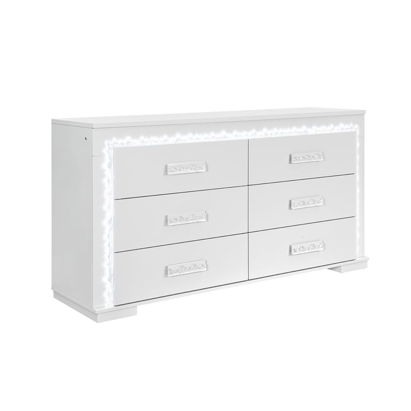 Naomi Silver with Faux Marble Detailing Queen Bedroom Set with LED Light