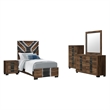 Optimus Brown Engineered Wood Chest with Black Accented Panel