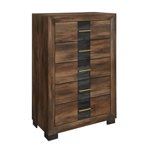 Optimus Brown Engineered Wood Chest with Black Accented Panel