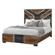 Optimus Brown Engineered Wood Full Bed with Black Accented Panel