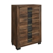 Optimus Brown Engineered Wood 5PC Full Bedroom Set with LED and Accented Panel