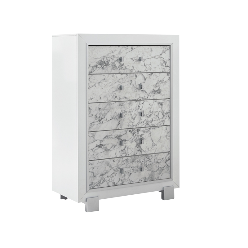 Santorini White Engineered Wood Queen 5PC Bedroom Set