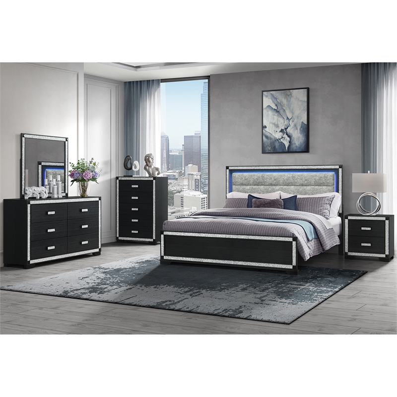 Soleil Charcoal Large Scale Glass Bedroom Mirror