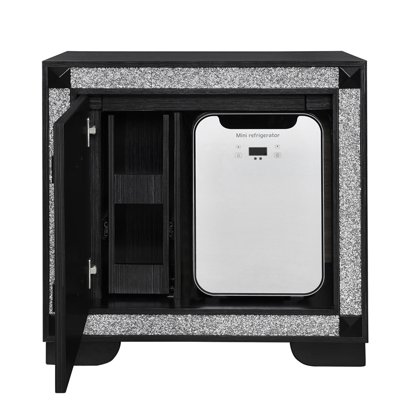 Soleil Charcoal Engineered Wood Bedroom Nightstand with Cooler and Speaker