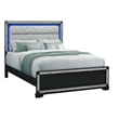 Soleil Charcoal Upholstered Headboard 5PC Queen Bedroom Set with LED Light