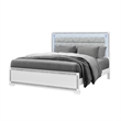 Soleil White Wood and Upholstered Headboard King Bed with LED Light