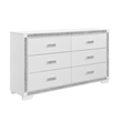 Soleil White Upholstered Headboard 5PC King Bedroom Set with LED Light