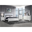 Soleil White Upholstered Headboard 5PC King Bedroom Set with LED Light