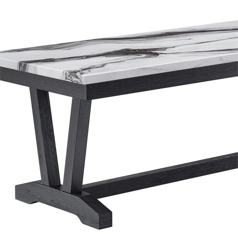 Faux Marble Pedestal Base Black and White Coffee Table