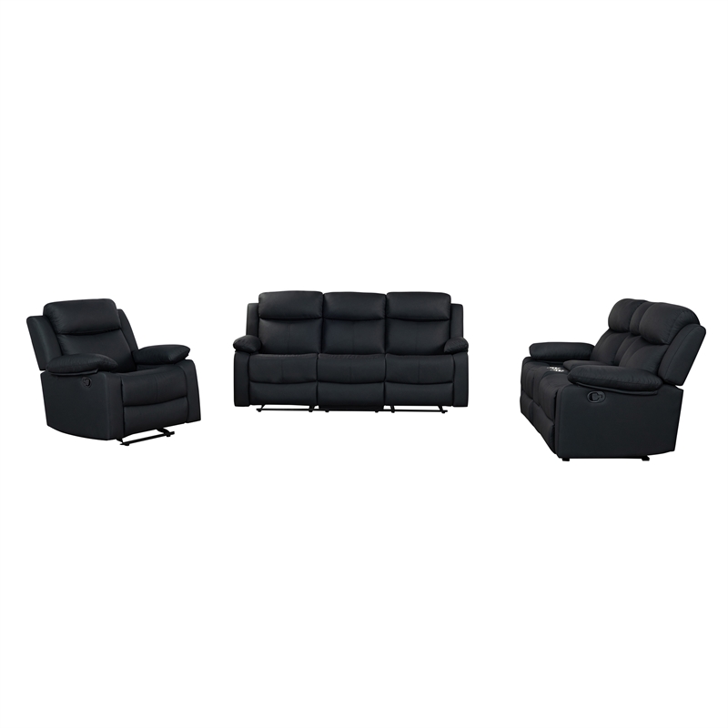 Global Furniure U6026 PU 72A Recliner Sofa with LED in Black