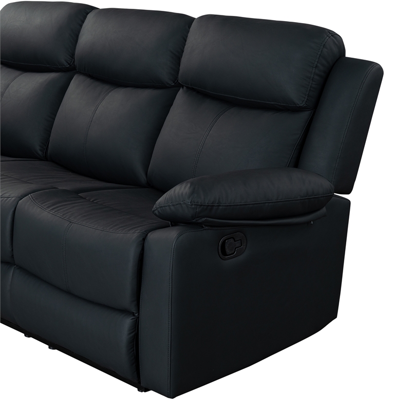 Global Furniure U6026 PU 72A Recliner Sofa with LED in Black