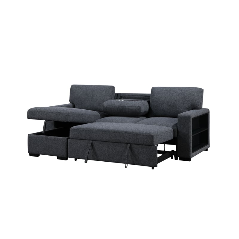 Global Furniure U0202 Reversible Pull Out Sofa Bed in Dark Gray