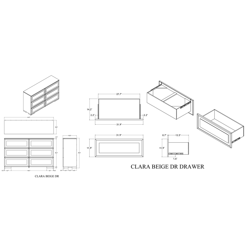 Global Furniture Clara Dresser in Beige