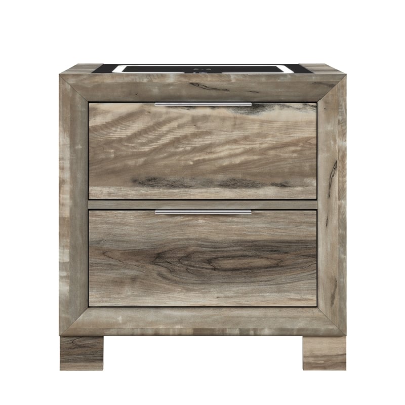 Global Furniture Callie Nightstand with WC Platform and LED SPKR in Brown