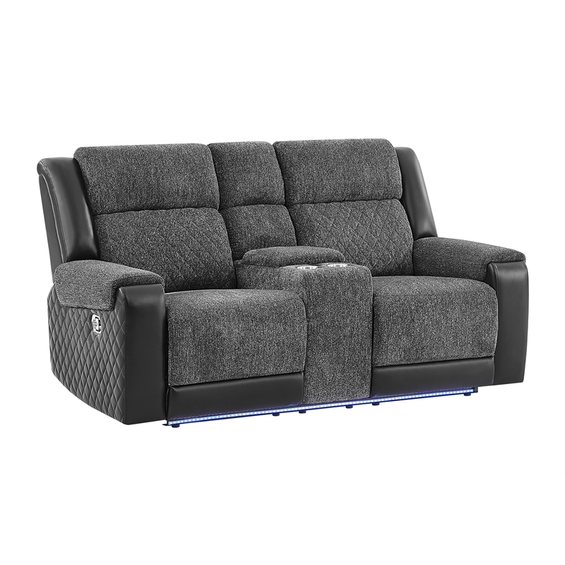 Global Furniure U5915 Console Recliner Loveseat w Immersive SPKR in Black