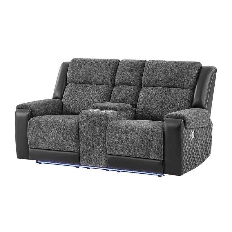 Global Furniure U5915 Console Recliner Loveseat w Immersive SPKR in Black