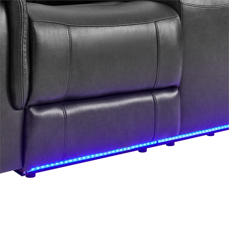 Global Furniure U8879 Power Recliner Sofa W/LED & Global SS in Charcoal