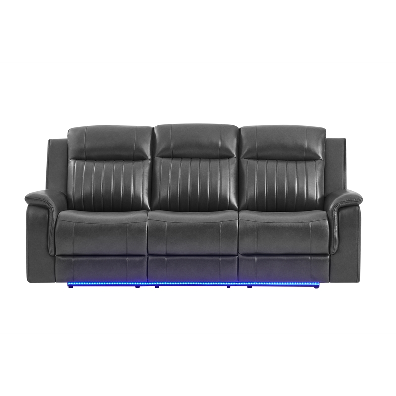 Global Furniure U8879 Power Recliner Sofa W/LED & Global SS in Charcoal