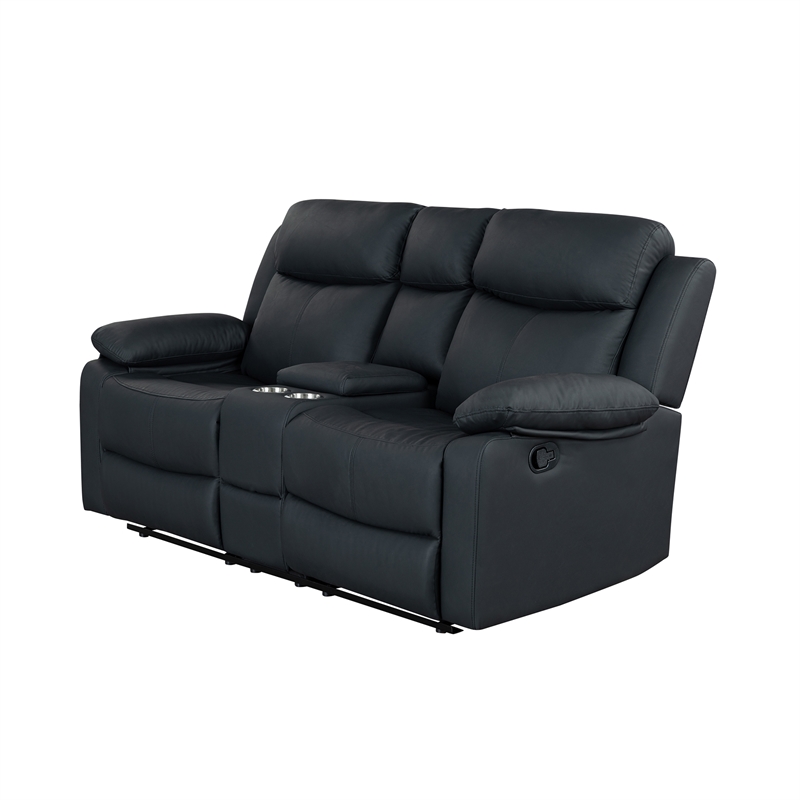 Global Furniure U6026 PU 72A Reclining Loveseat with LED and SPKR in Black