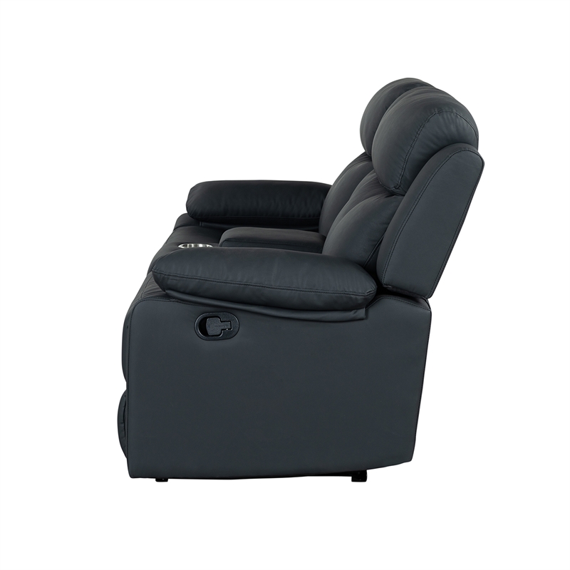Global Furniure U6026 PU 72A Reclining Loveseat with LED and SPKR in Black