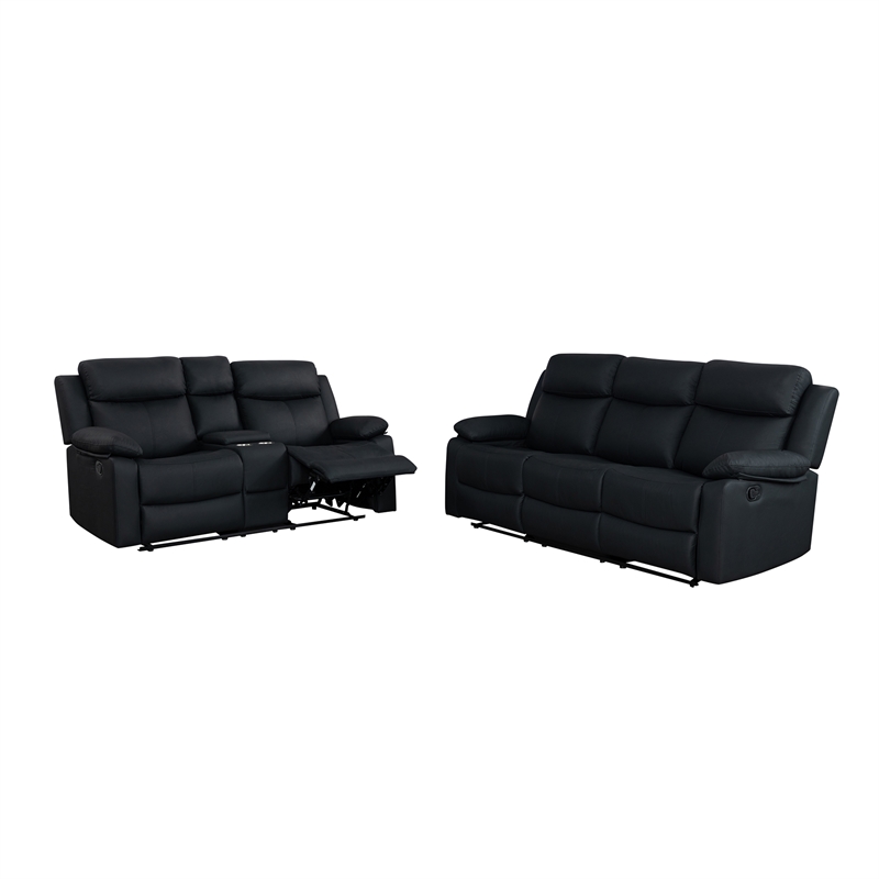 Global Furniure U6026 PU 72A Reclining Loveseat with LED and SPKR in Black