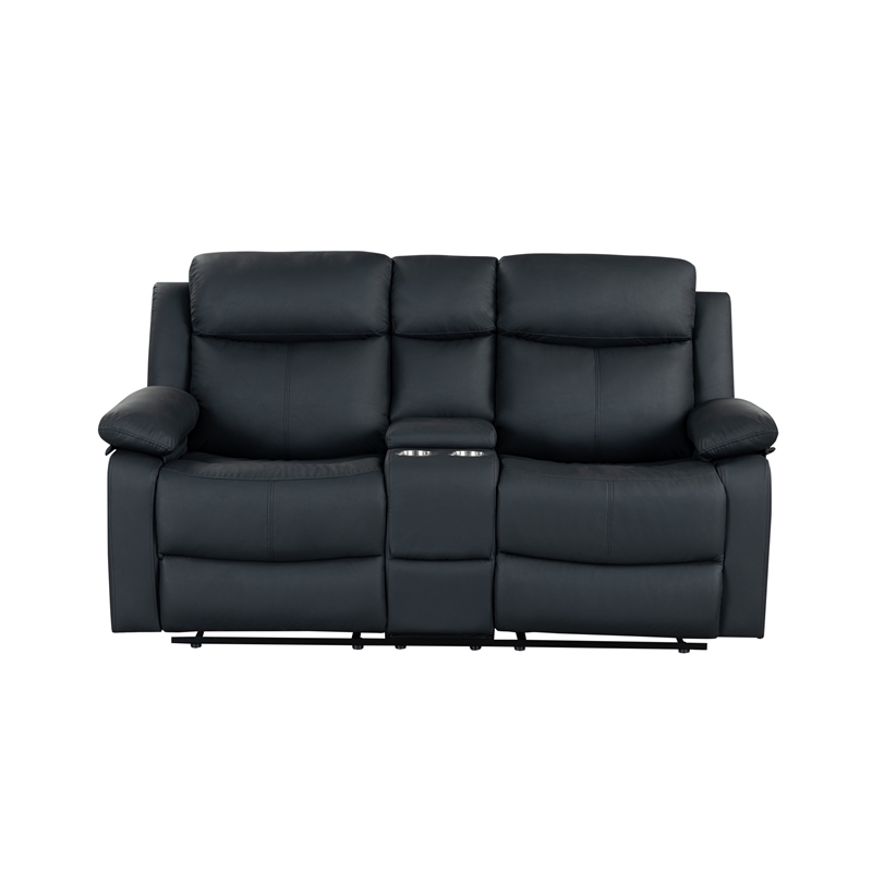 Global Furniure U6026 PU 72A Reclining Loveseat with LED and SPKR in Black