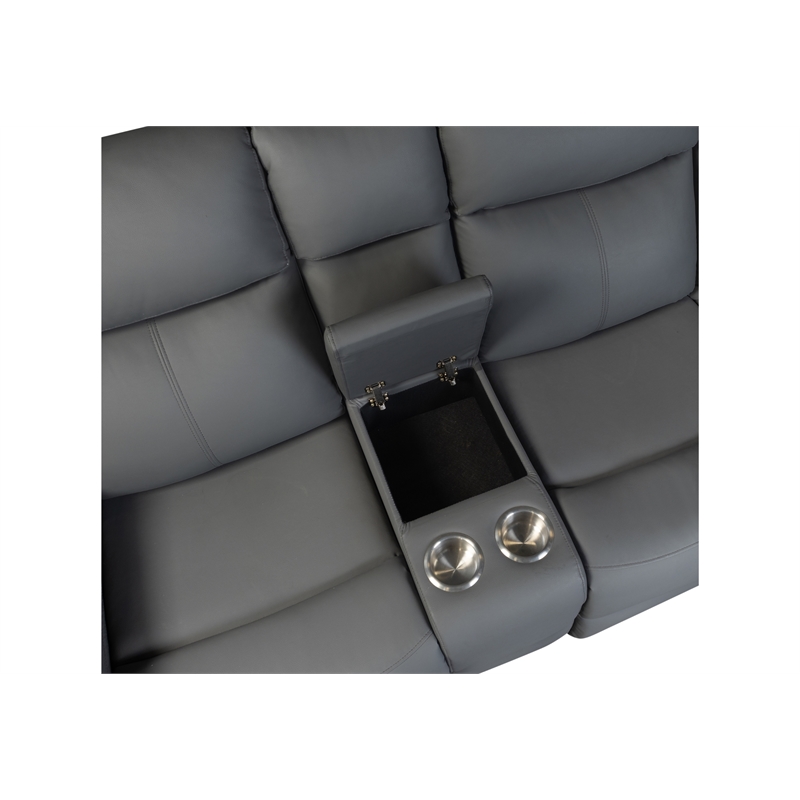Global Furniure U6026 PU 46A Reclining Loveseat with LED and SPKR in Gray