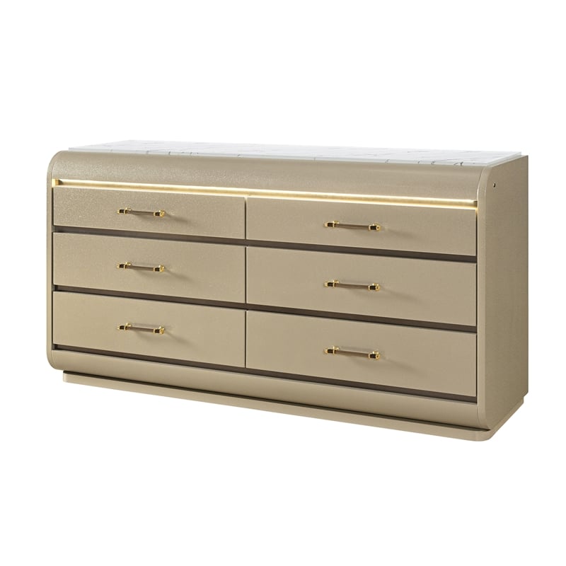 Global Furniure Genesis Dresser with LED in Gold