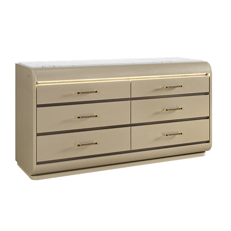 Global Furniure Genesis Dresser with LED in Gold