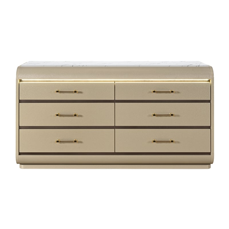 Global Furniure Genesis Dresser with LED in Gold