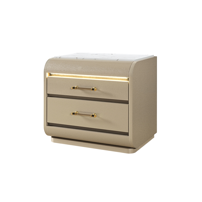 Global Furniure Genesis Nightstand with LED in Gold