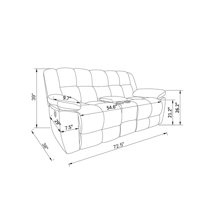 Global Furniure U6000 Recliner Sofa in Black