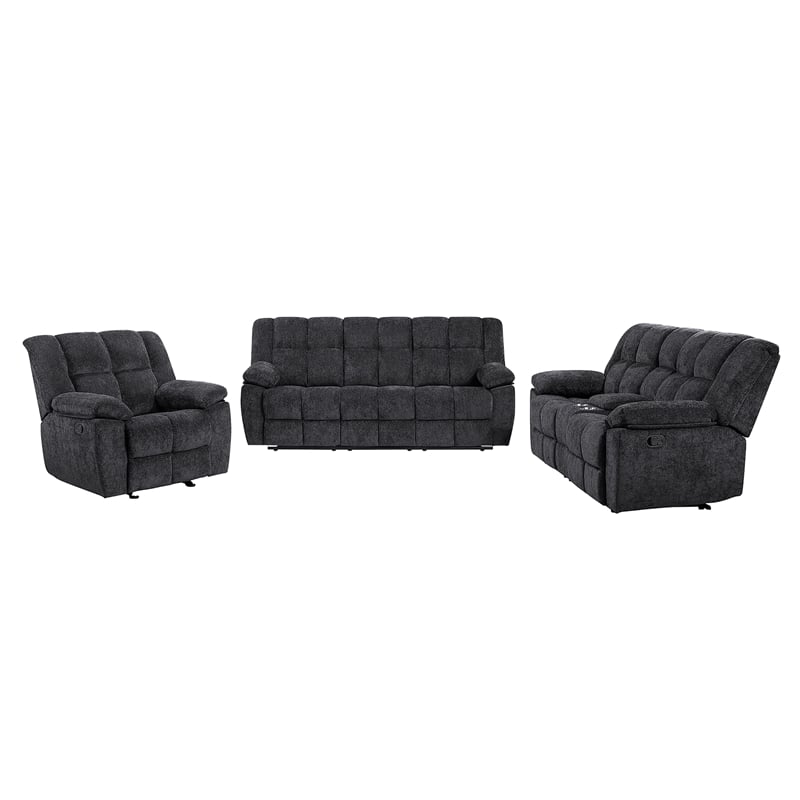 Global Furniure U6000 Recliner Sofa in Black