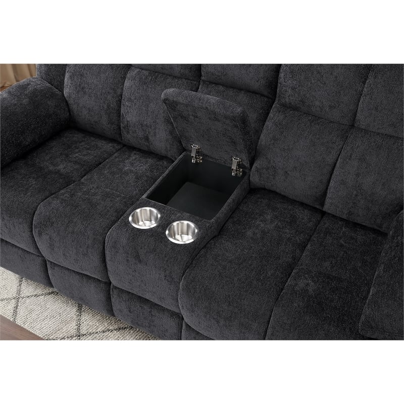 Global Furniure U6000 Console Recliner Loveseat in Black