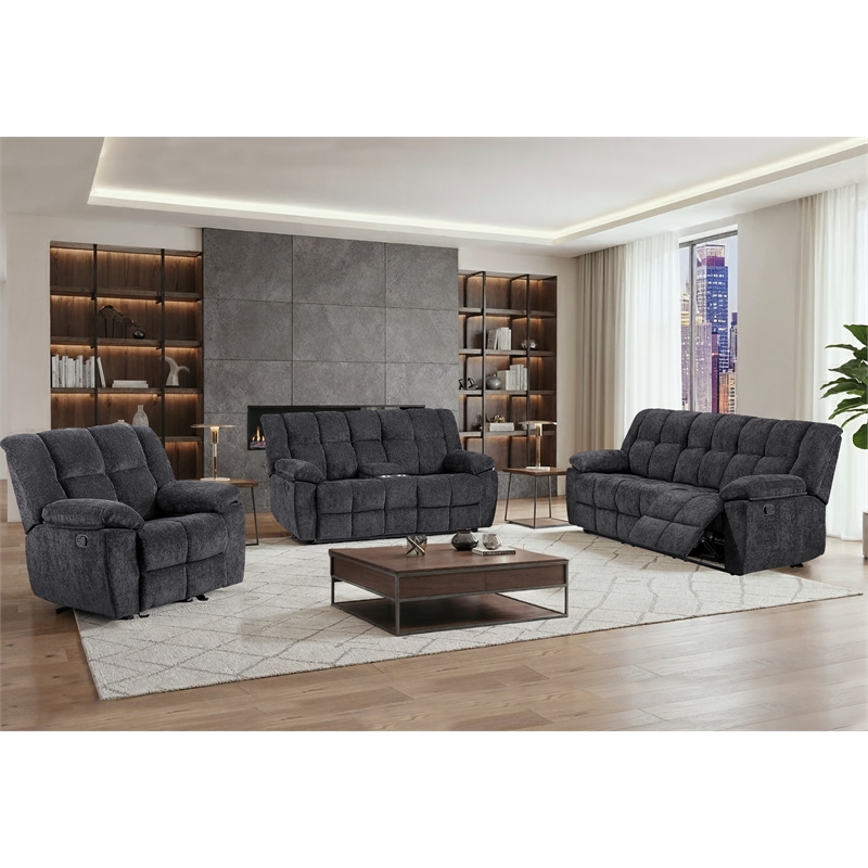 Global Furniure U6000 Console Recliner Loveseat in Black