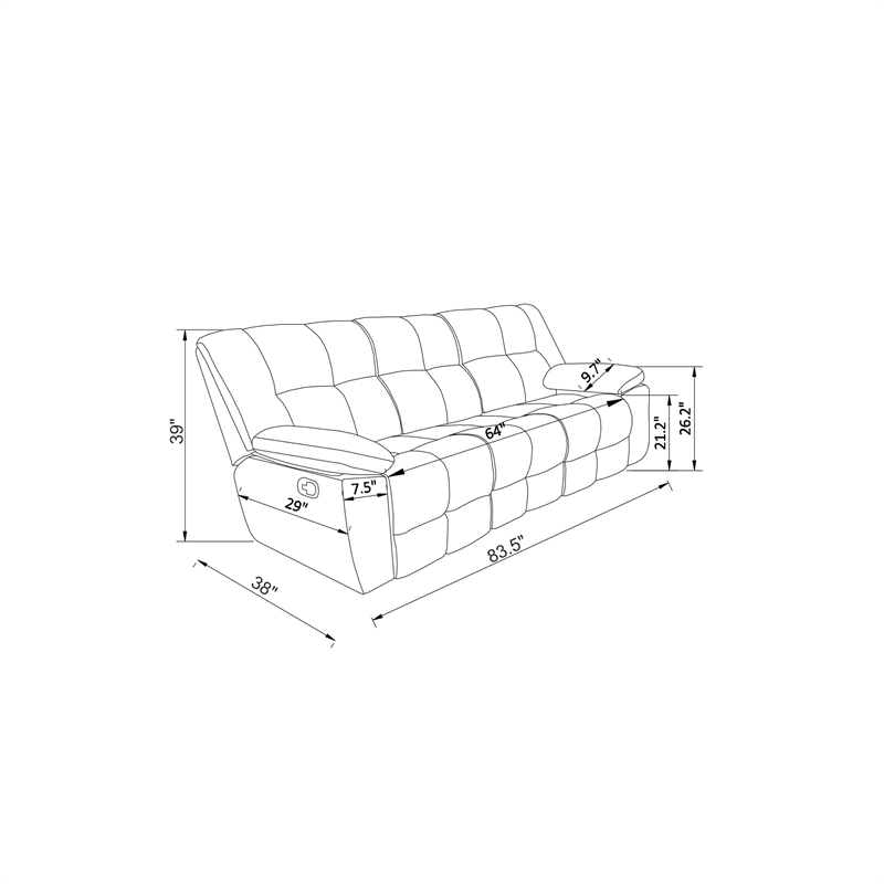 Global Furniure U6000 Console Recliner Loveseat in Black
