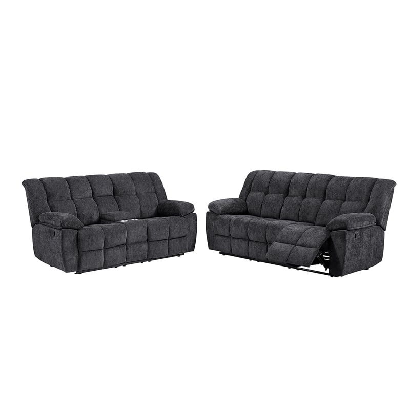 Global Furniure U6000 Console Recliner Loveseat in Black